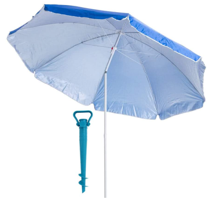 Parasol de playa azul y acero LolaHome