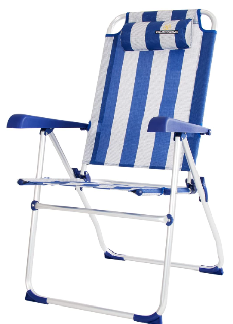 Silla de Playa Plegable con reposabrazos y 8 Posiciones Marinera Crevicosta